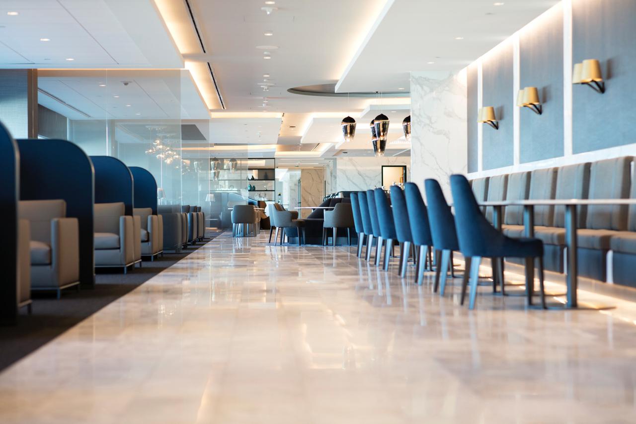 Second floor view at United Polaris lounge at SFO