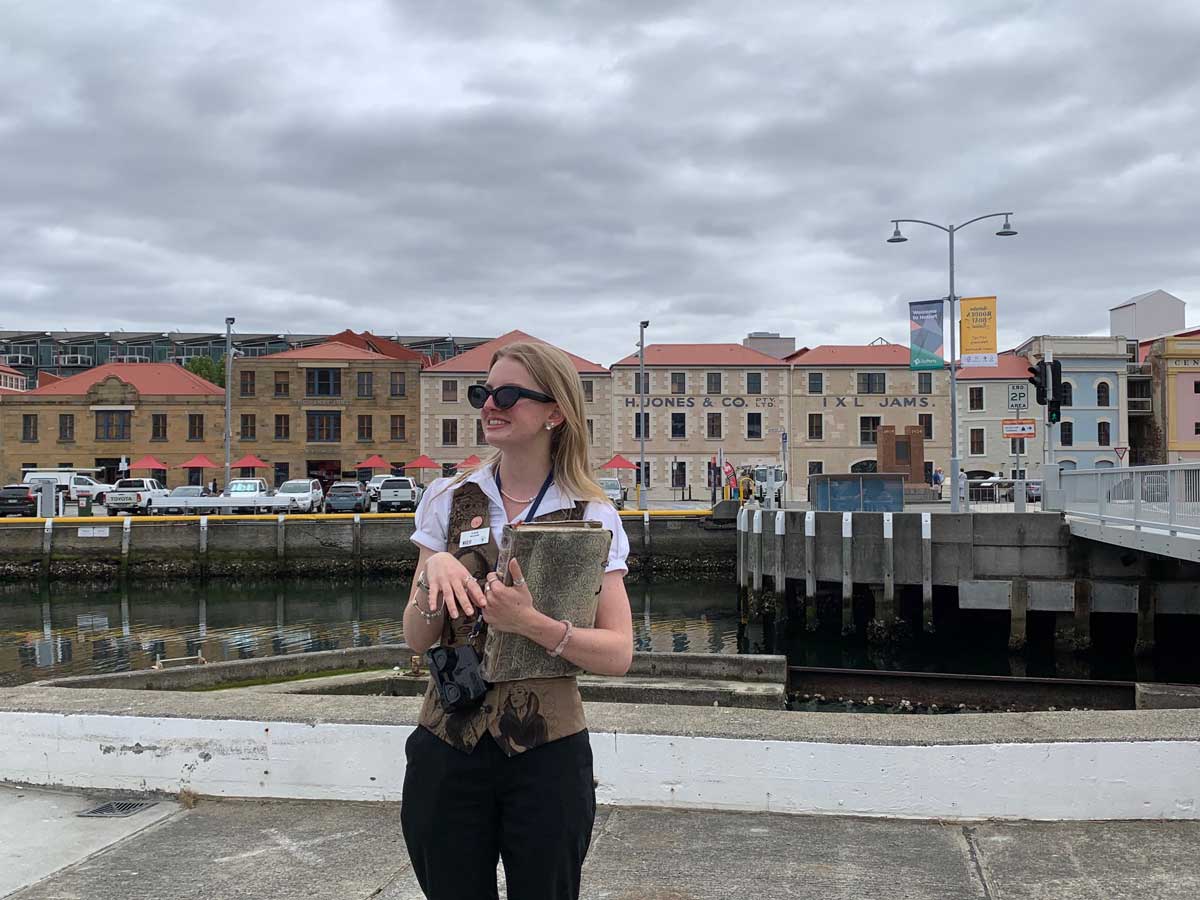 Lucy Palmer at Hobart's Old Wharf image by Katrina Holden