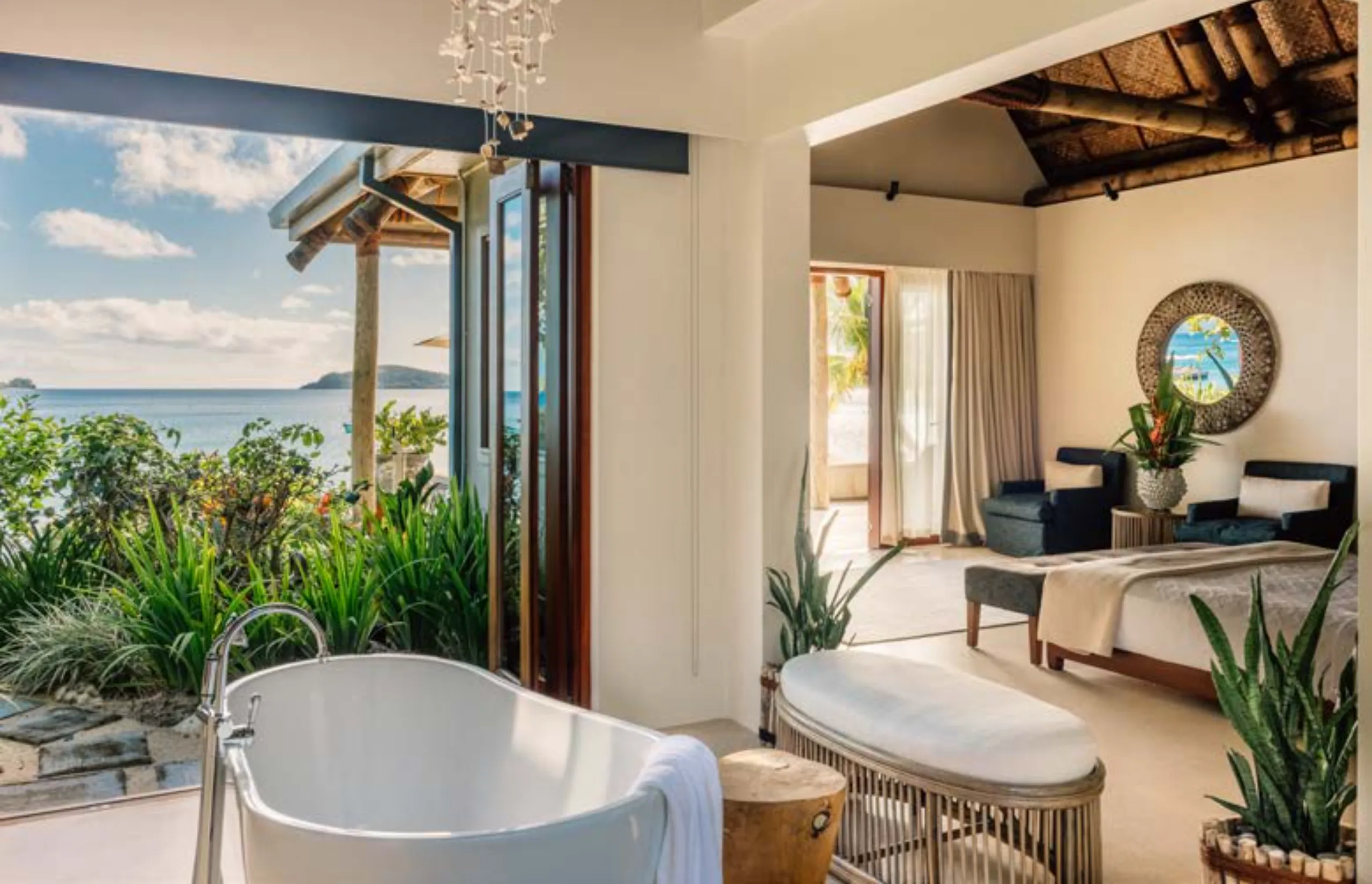 Villa bathroom at Kokomo Private Island Resort, Fiji