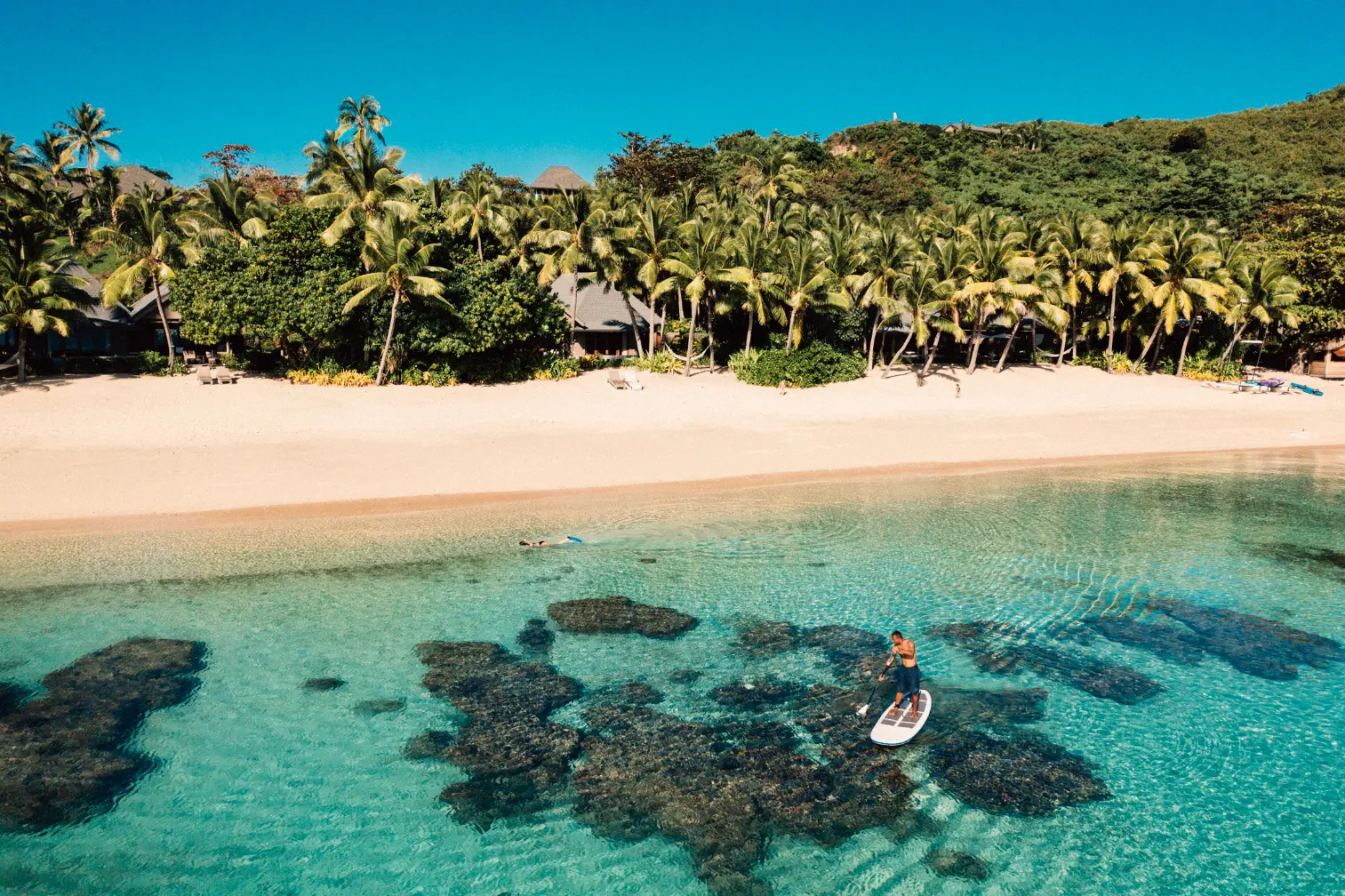 Paddle boarding at Kokomo Private Island Resort, Fiji