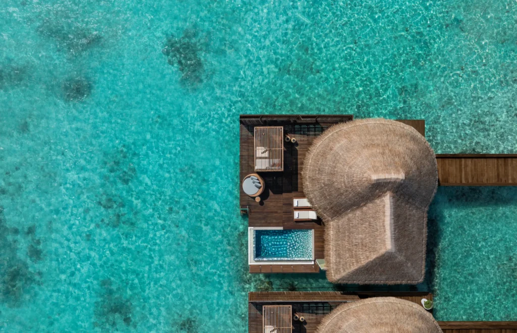 Aerial view of W Maldives Premier Overwater One Bedroom Villa