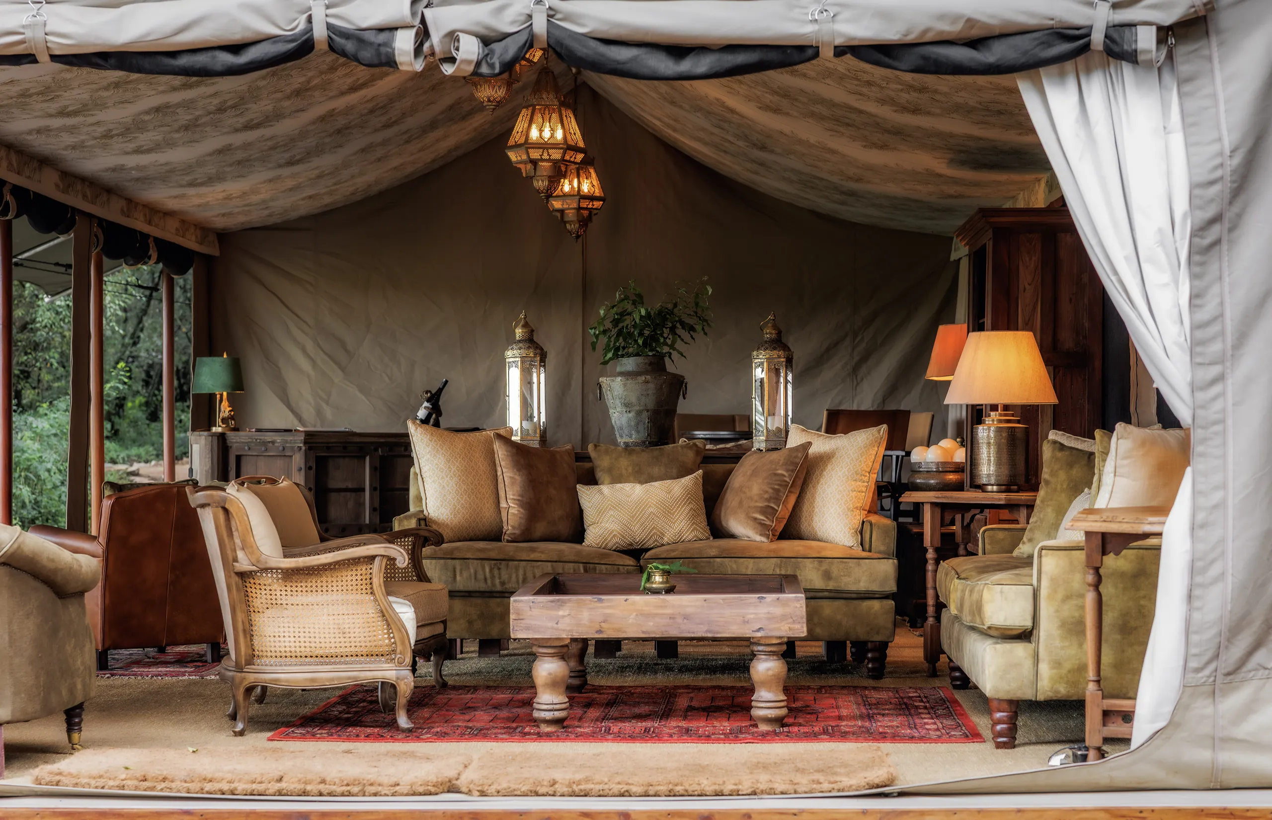 The refreshed lounge tent at Elephant Pepper Camp