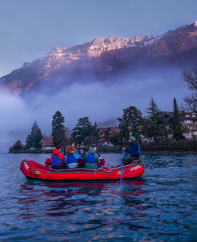 Outdoor raclette rafting in Interlaken