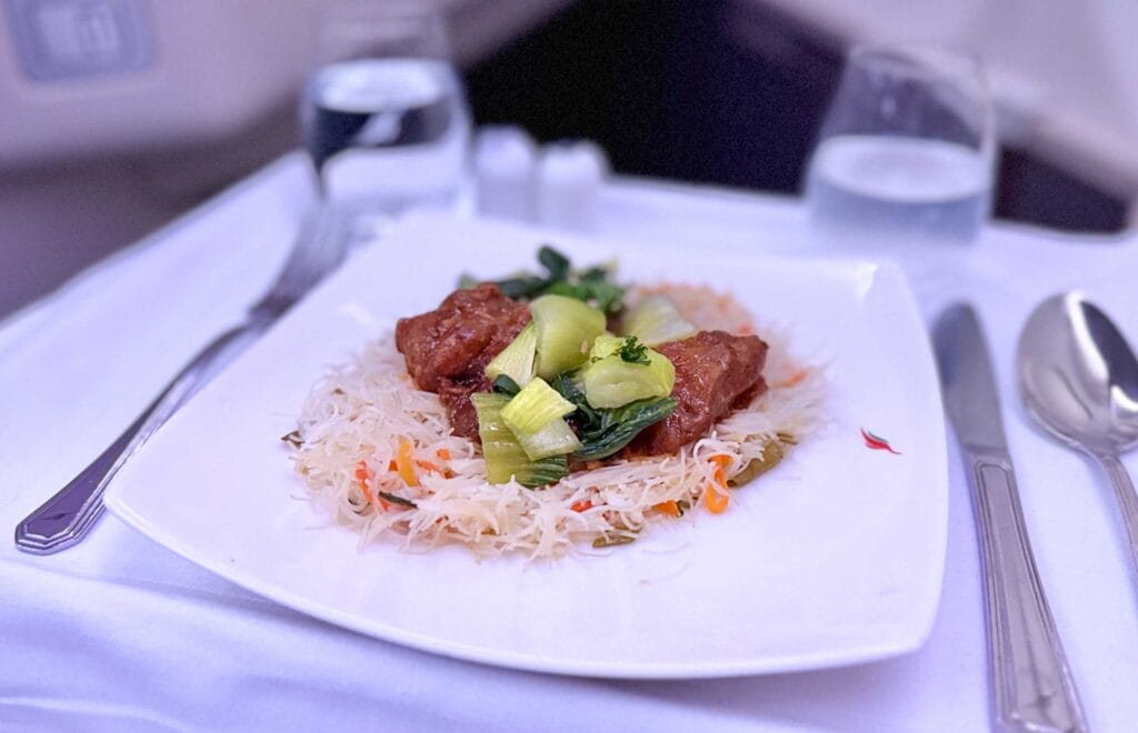 SriLankan Airlines A330 business class | Stir-fried soy chicken | Image Copyright: Tanya Bywater