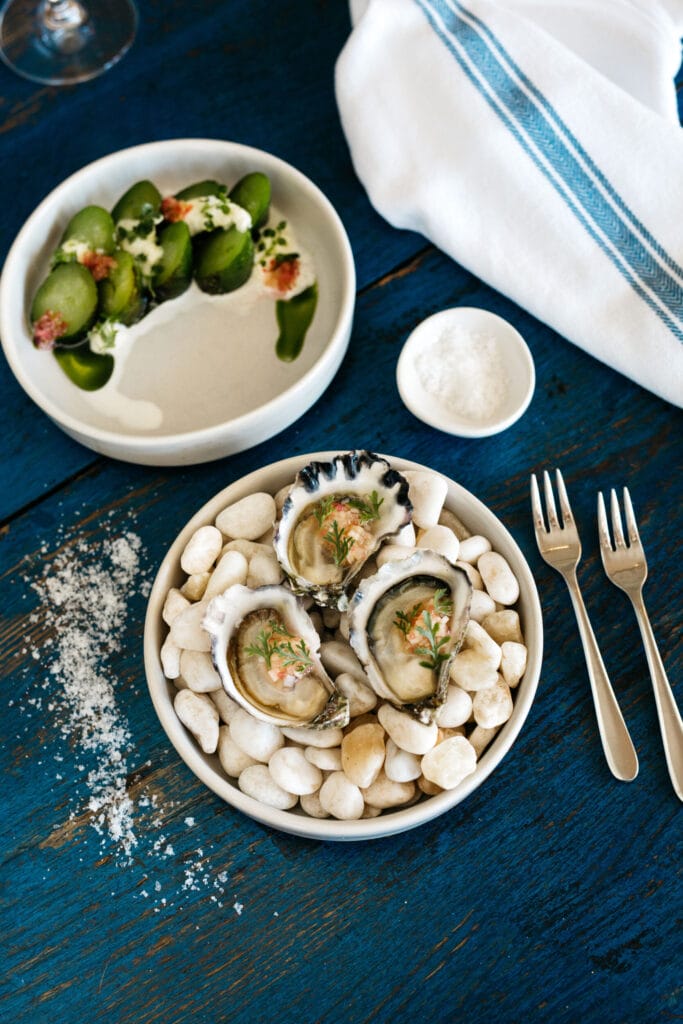 Native oysters, fingerlime, beach horse radish at Paper Daisy at Halcyon House | Credit: Francesca Owen