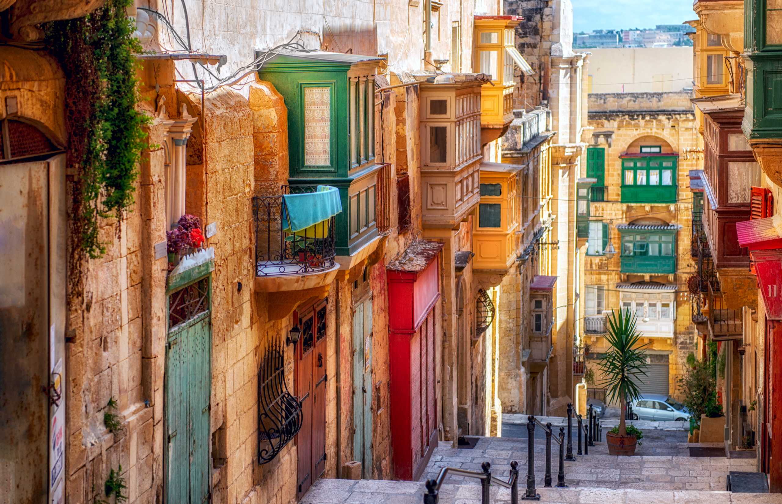 Narrow street in Valletta, Malta
