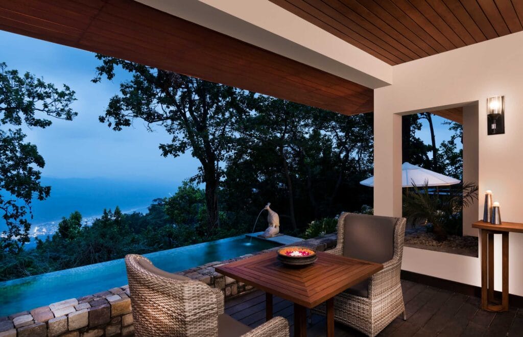 Ananda Living Villa Two Bedroom pool deck | Places to stay in the Himalayas