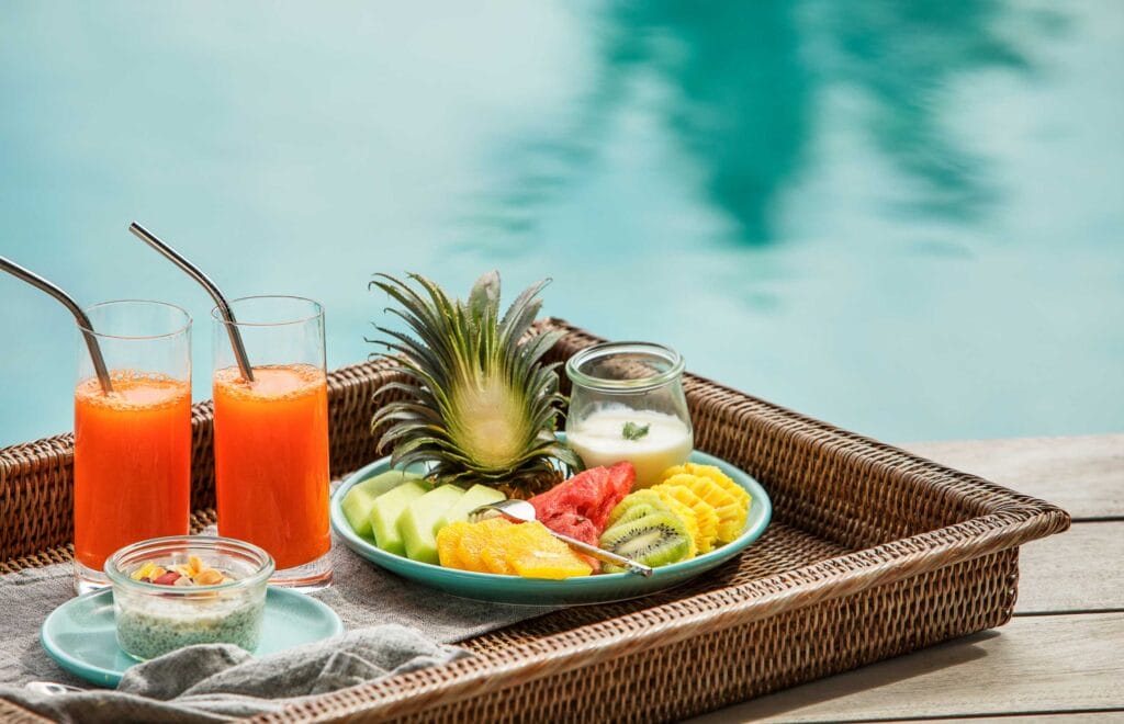 Solo travel in Fiji | Six Senses Fiji Breakfast by the pool