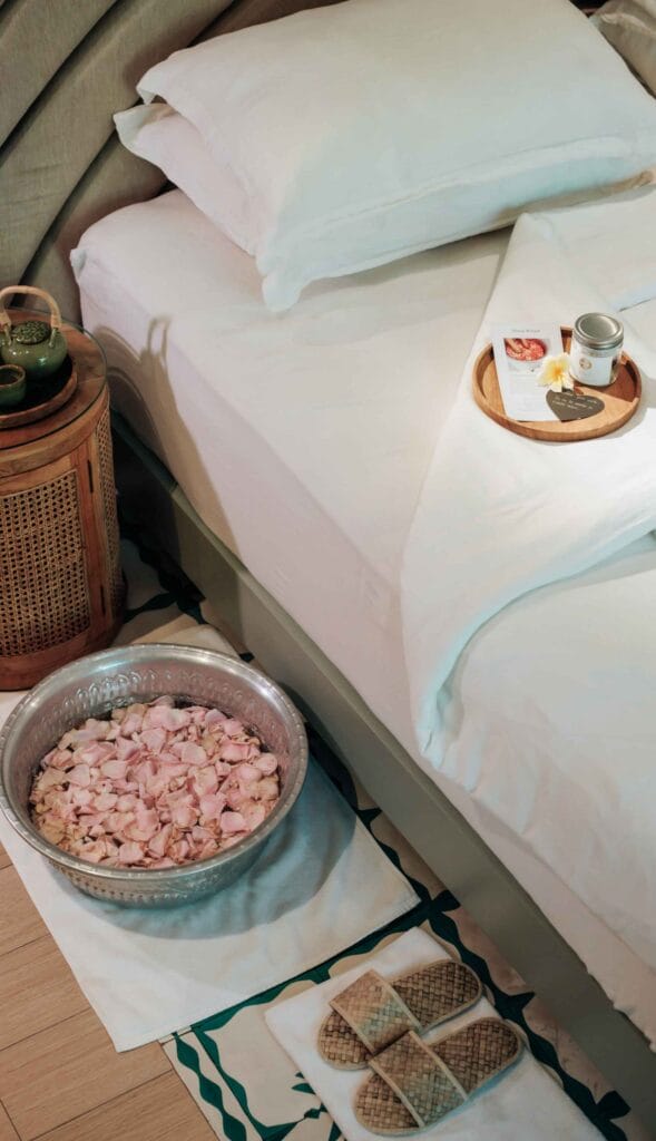 Footbath turndown ritual in Escape Haven