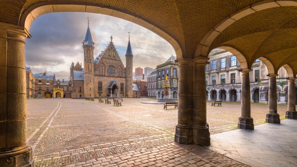 Binnenhof, the historic complex of buildings that serves as the seat of the government of the Netherlands,