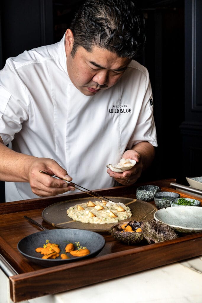 Chef Alex Chen at Wild Blue Restaurant, Photo Credit: Leila Kwok