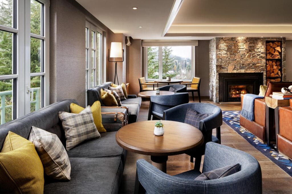 Fairmont Chateau Whistler Gold Fireside Lounge. Photo Credit: Brandon Barre