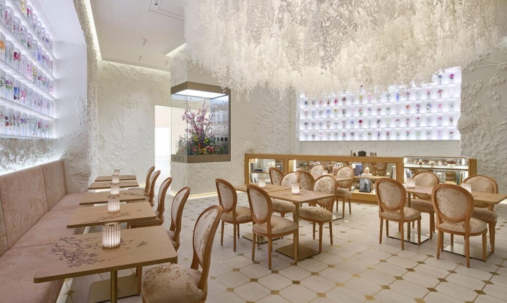 Café Dior located within the Dior Bamboo Pavilion in Tokyo, Japan