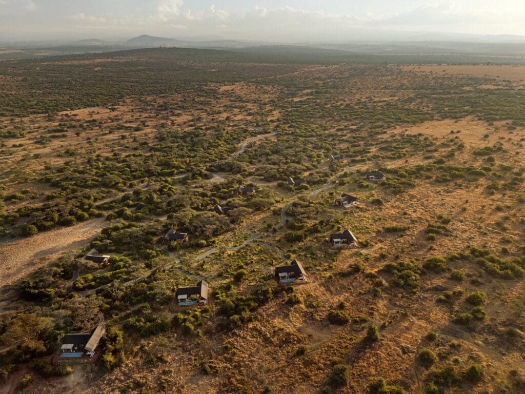 Aerial view of JW Marriott Mount Kenya Rhino Reserve Safari Camp, Solio Game Reserve