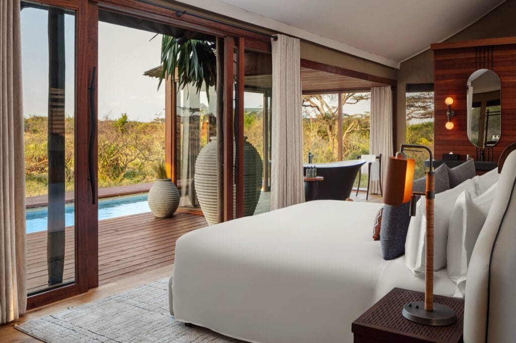 One-bedroom tented suite at JW Marriott Mount Kenya Rhino Reserve Safari Camp