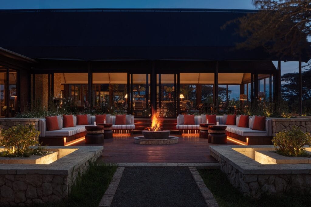 Fire pit at JW Marriott Mount Kenya Rhino Reserve Safari Camp