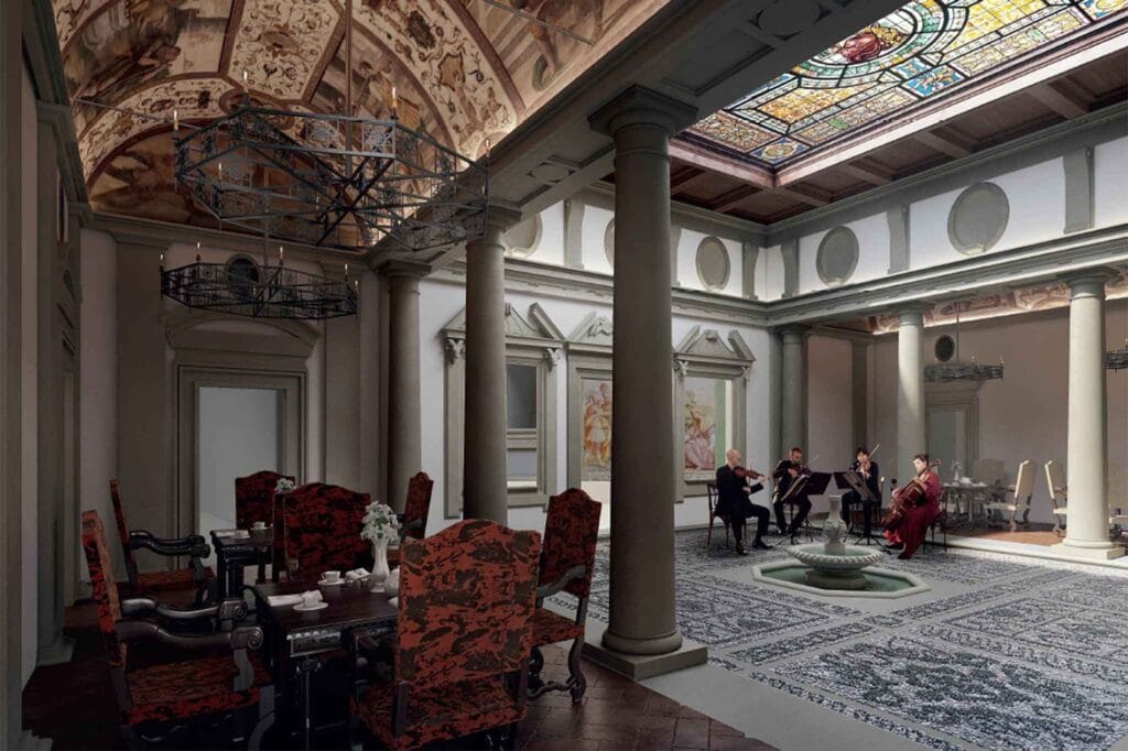 Atto di Vito Mollica restaurant located inside the historic Palazzo Portinari Salviati
