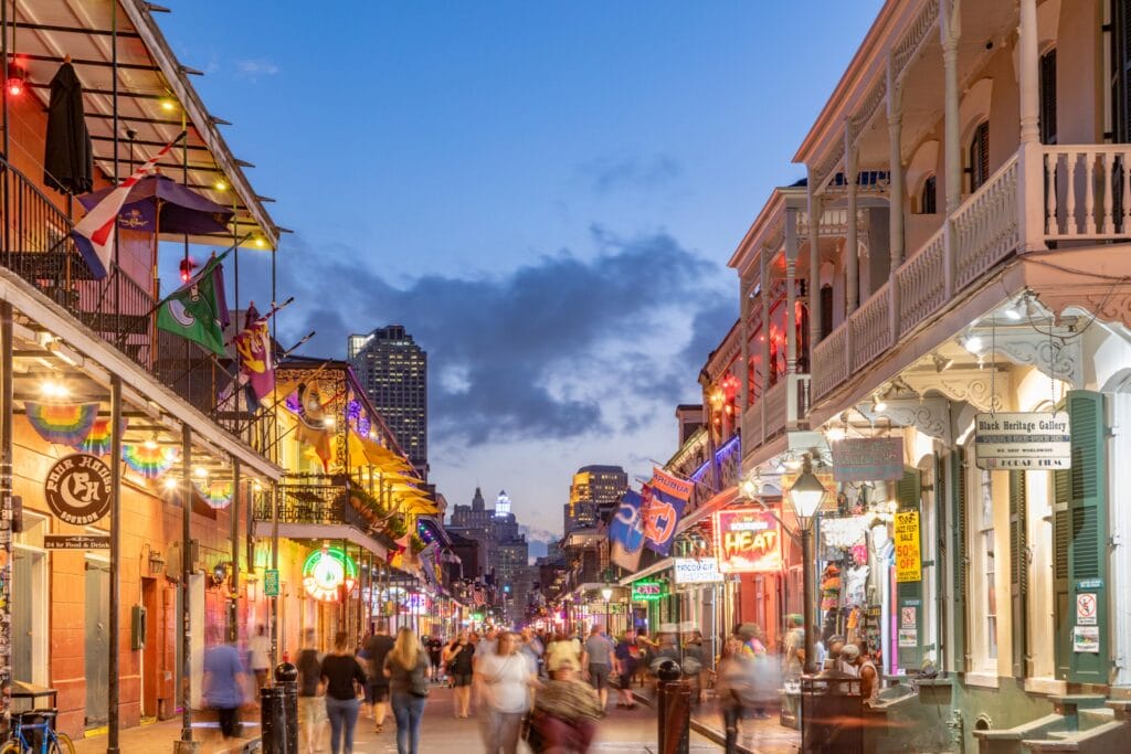 Bourbon Street in New Orleans.