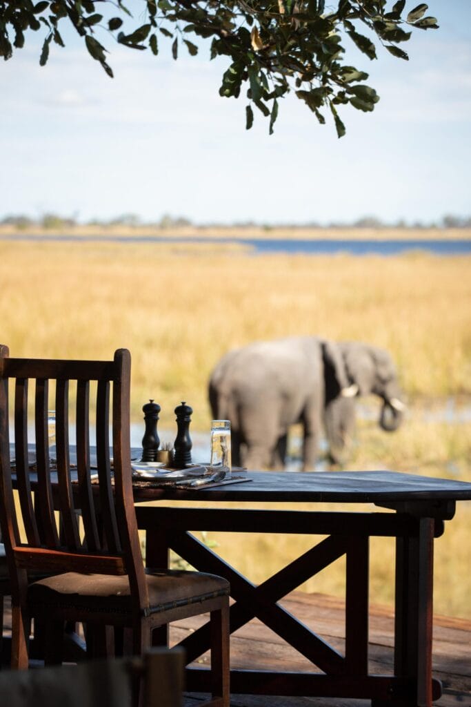 Luxury dining setup at Zarafa Camp in Botswana