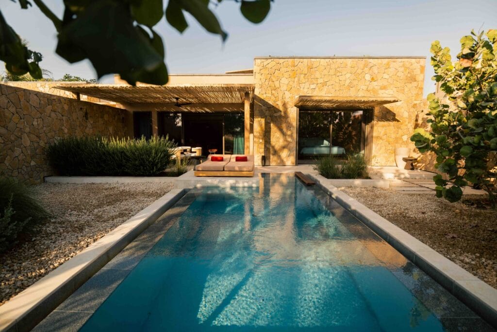 Private pool villa courtyard at Six Senses AMAALA