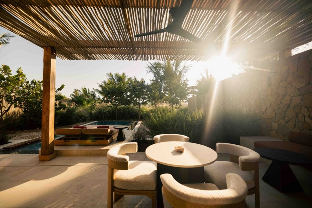 Outdoor villa terrace with plunge pool at Six Senses AMAALA