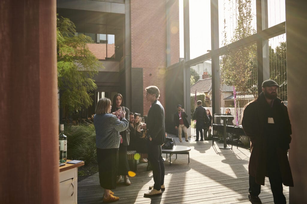 Guests networking outdoors at Saturday Indesign Sydney 2026