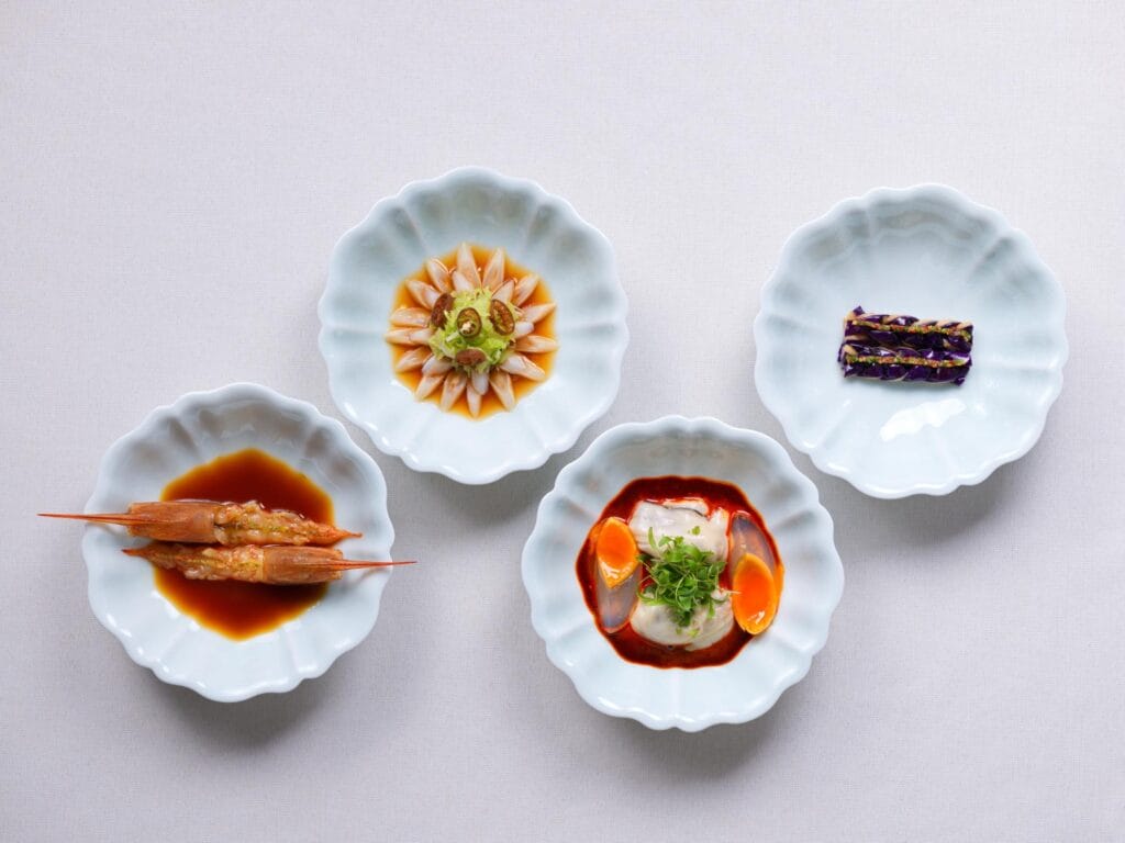 A fine-dining course selection at Wing
