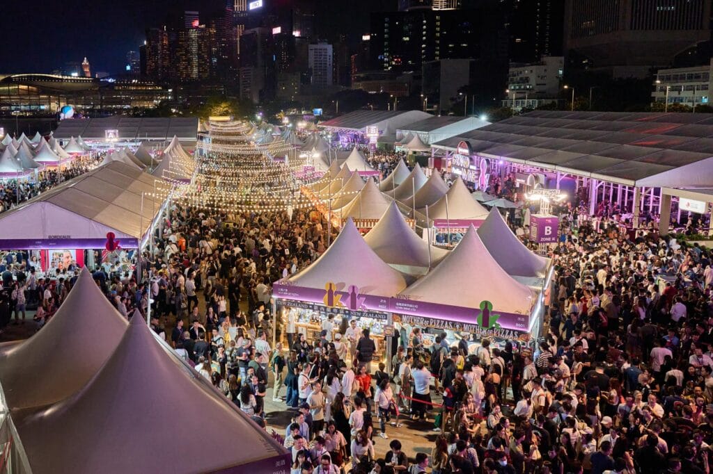 Bustling Hong Kong Wine and Dine Festival held at the Central Harbourfront Event Space