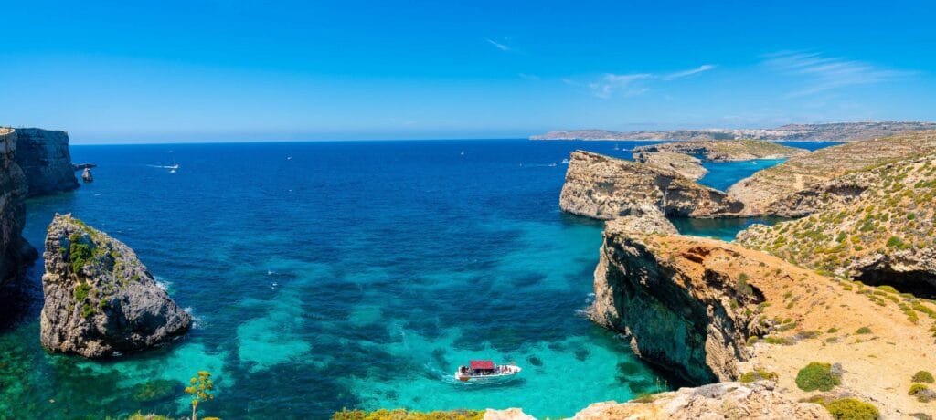 The famous Blue Lagoon on the island of Comino