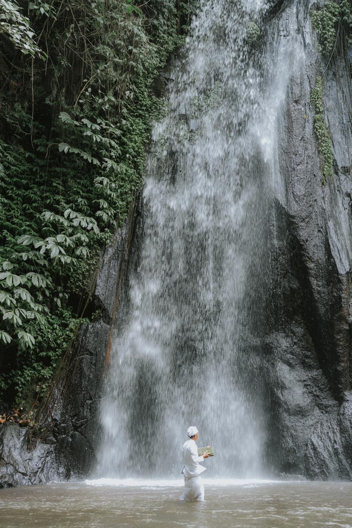 The secluded Tjampuhan Waterfall located near the Ayung River below Buahan, a Banyan Tree Escape 