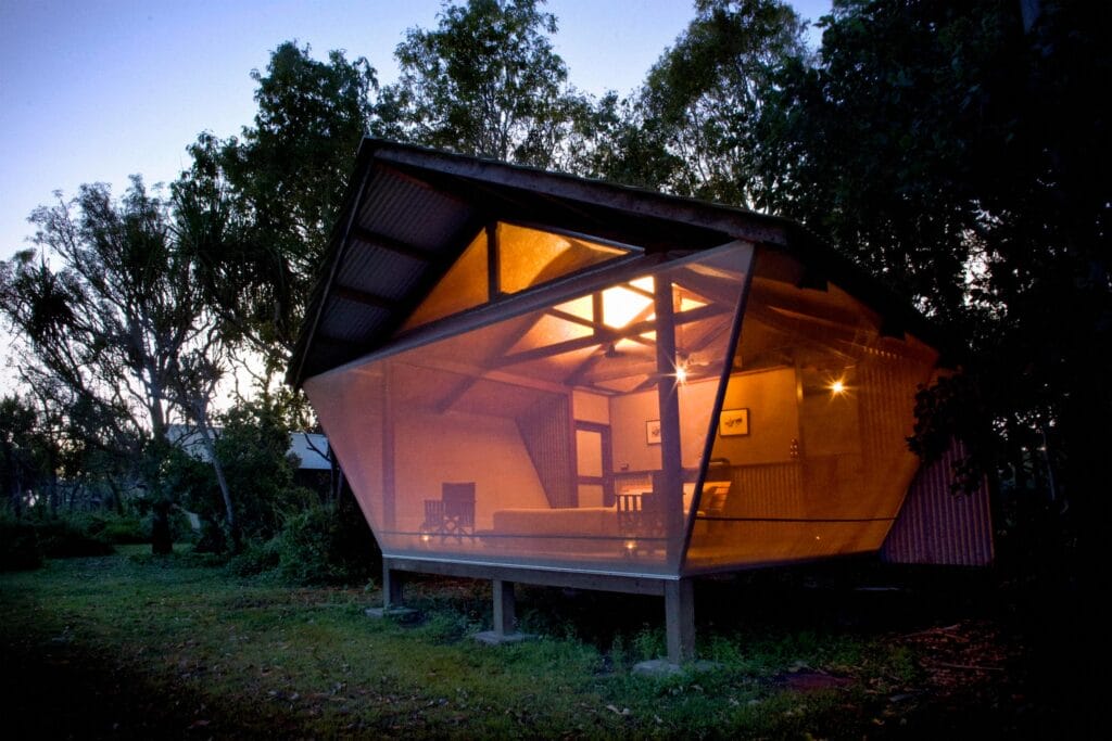 A mesh-walled safari bungalow at Bamurru Plains