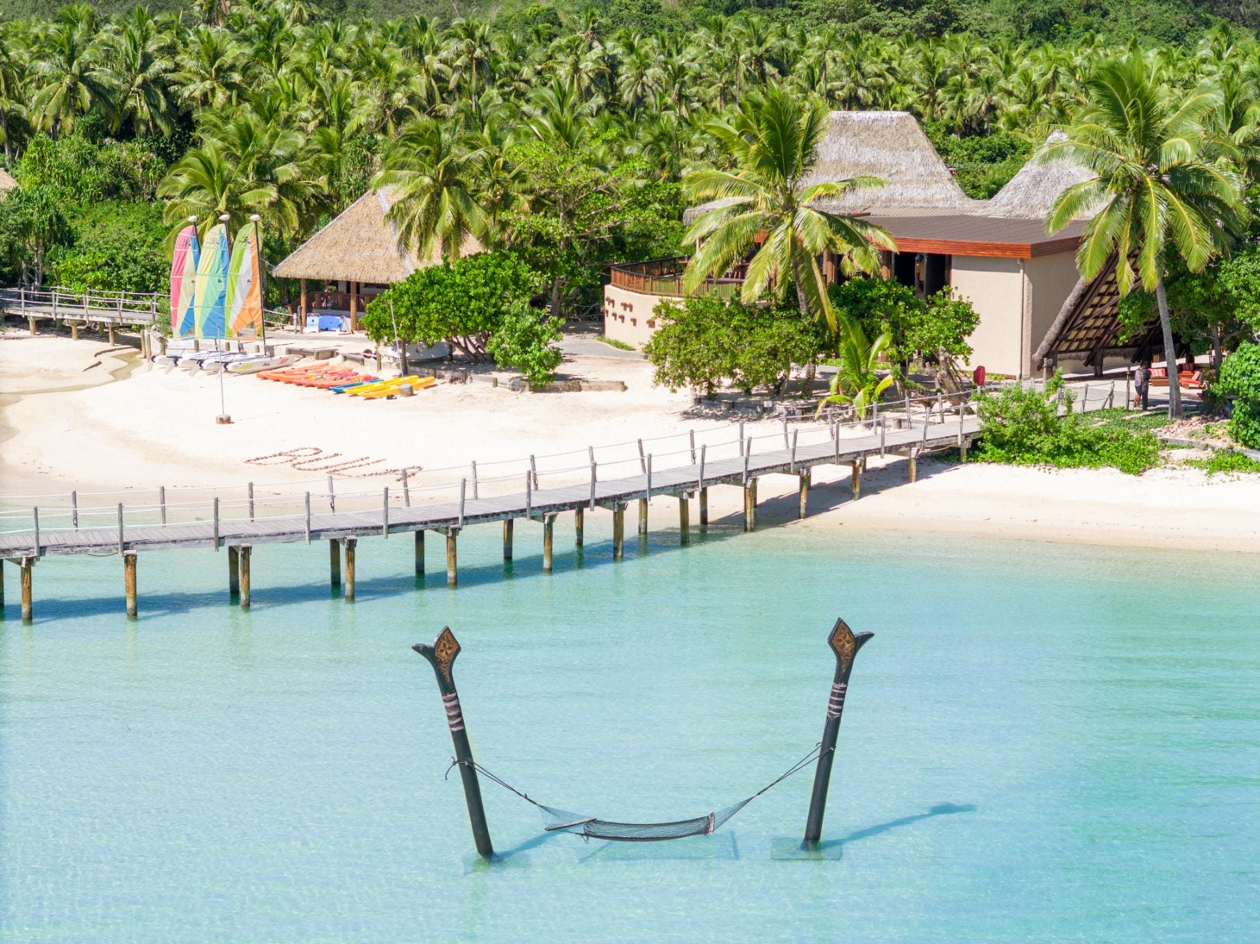 Overwater lagoon hammock at the adults-only Likuliku Lagoon Resort