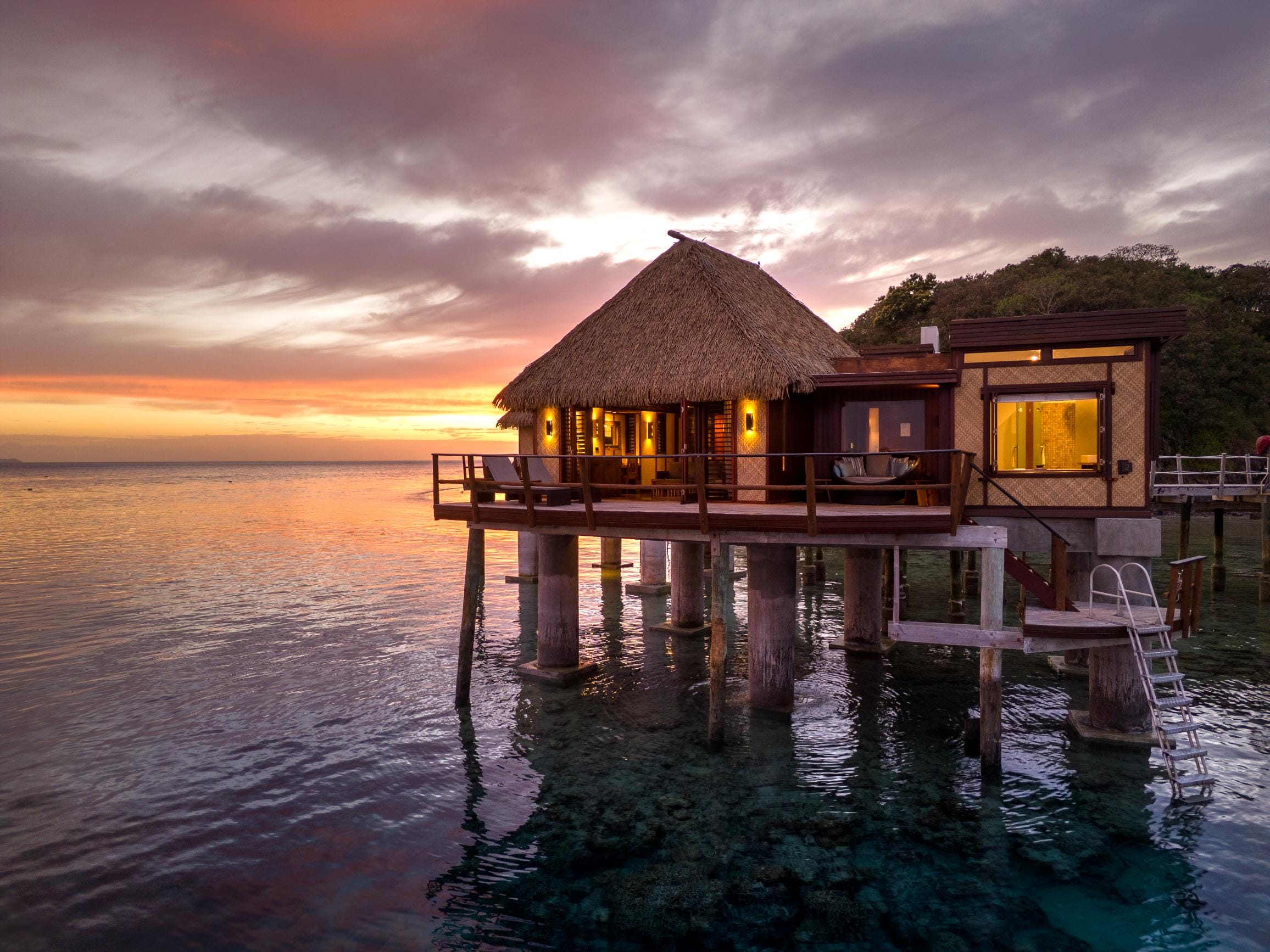 Overwater bungalow at the Likuliku Lagoon Resort