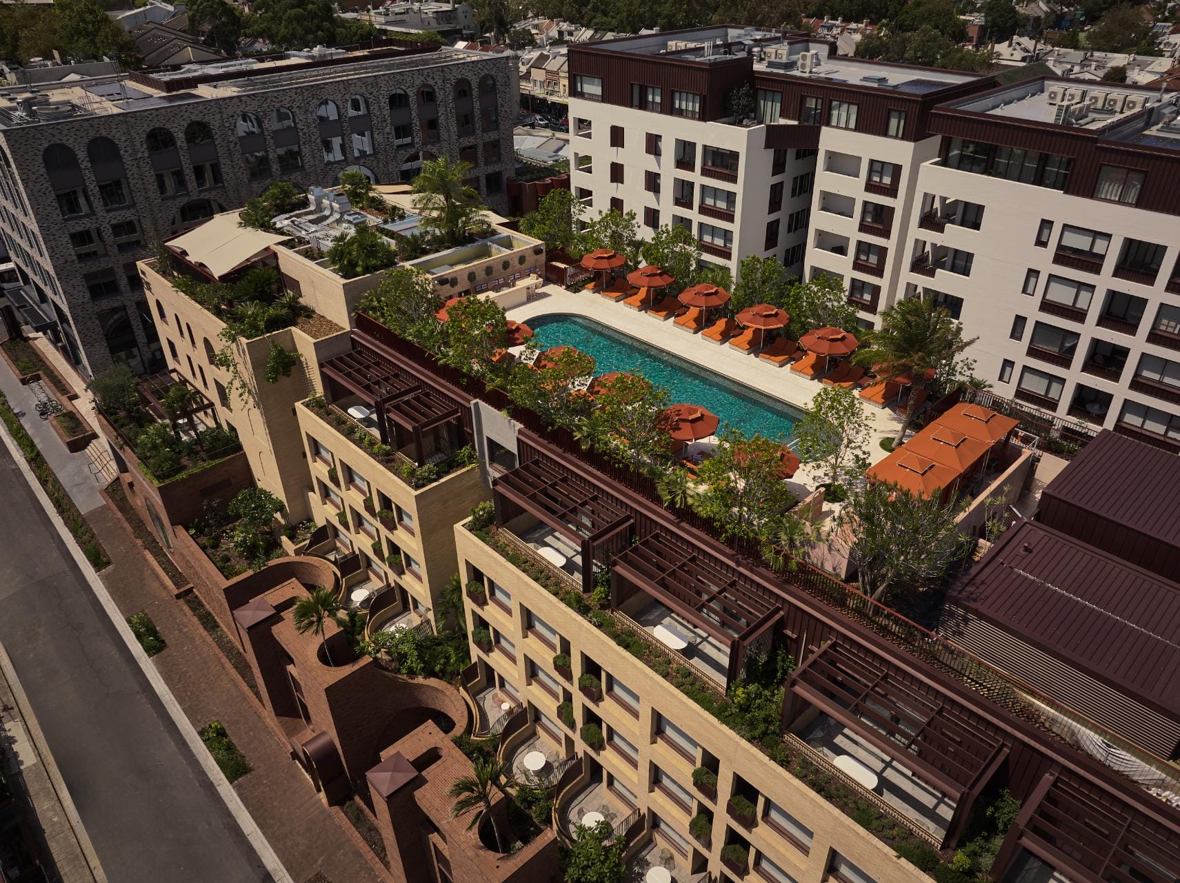 Aerial view of The EVE Hotel Sydney. Image credit: Georg Roske