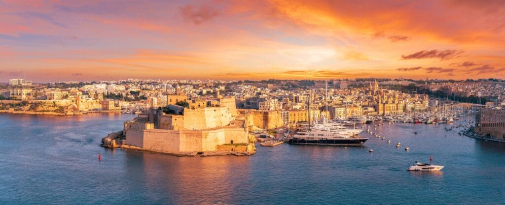 The historic Fort St. Angelo standing proudly at the tip of Birgu (Vittoriosa) overlooking Malta's Grand Harbour
