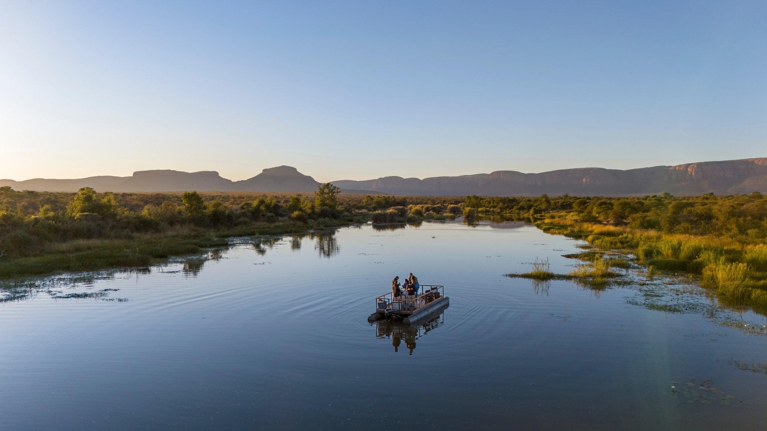 Water safari on a pontoon boat named Miss Mara along the Matlabas River in Marakele National Park