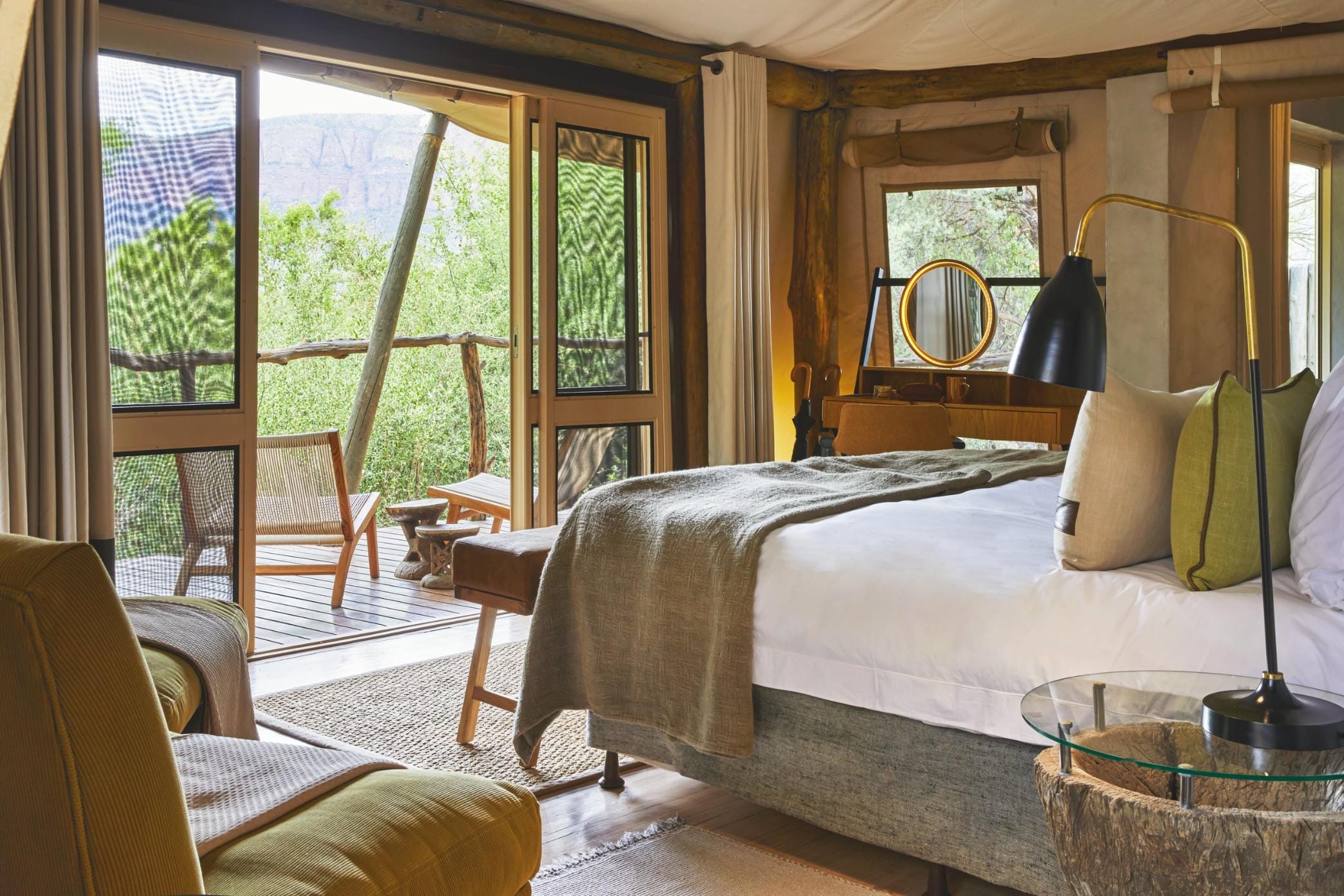 Tented suite bedroom at the Marataba Safari Lodge